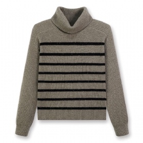 Woolcraft·高领条纹短款套头衫 — 闪耀低调奢华